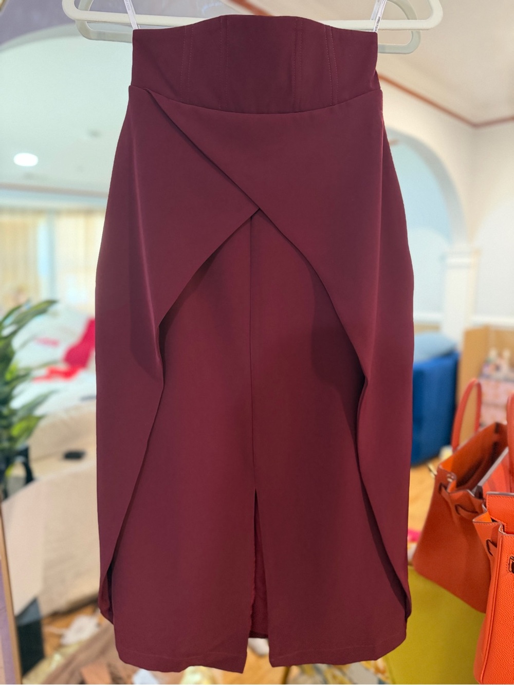 NWT Andrea Iyamah Burgundy Sita Corset Midi Skirt ~ Size S | MSRP $360, SOLD OUT